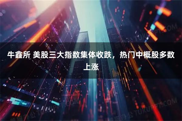 牛鑫所 美股三大指数集体收跌，热门中概股多数上涨