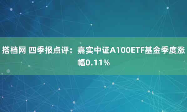 搭档网 四季报点评：嘉实中证A100ETF基金季度涨幅0.11%