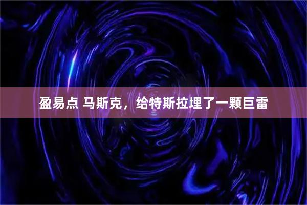 盈易点 马斯克，给特斯拉埋了一颗巨雷